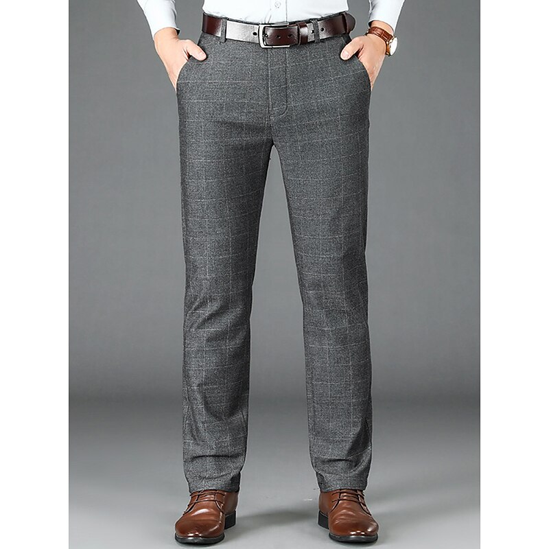 Men's Dress Pants Trousers Suit Pants Pocket Plain Comfort Breathable Outdoor Daily Going out Fashion Casual Black Gray3