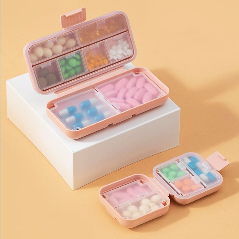 1pc Portable Sealed Pill Storage Box, Compartment Portable Mini Pill Box, Travel Pill Case, Medicine Container4
