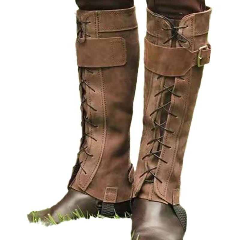 Retro Vintage Medieval Renaissance Masquerade Gaiters Boot Covers Cosplay Viking Crusader Solid Colored Fancy Dress Men's Unisex Pirate Fantasy Halloween Carnival Masquerade Carnival Halloween3