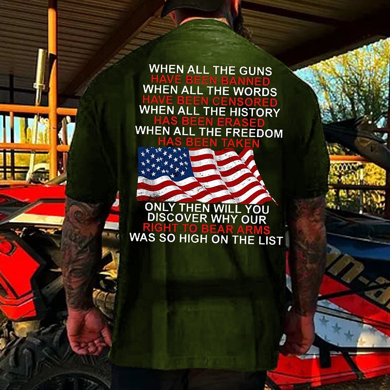 Veterans Day Men's Patriot Patriotic Veteran Letter National Flag T shirt Graphic Tee Back Print T Shirt Short Sleeve T shirt 3D Print Crew Neck Shirt Designer Retro Vintage Outdoor Daily Vacation2