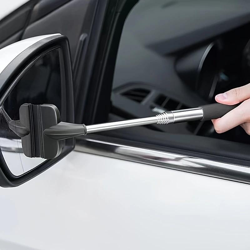 Car Rearview Mirror Wiper, Wing Mirror Cleaner Retractable Car Side Mirror Wiper Car Mirror Cleaner with Telescopic Long Rod, Squeegee Cleaner for Mirror Glass Rainwater Mist3