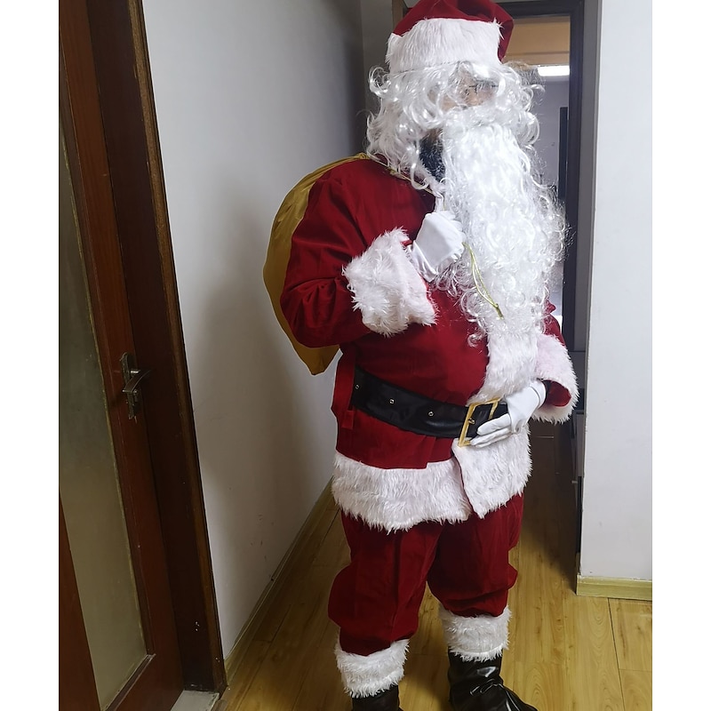 Santa Suit Santa Claus Masquerade Santa Clothes Adults' Men's Christmas Cosplay Costume Party Christmas Masquerade Christmas Easy Carnival Costume4