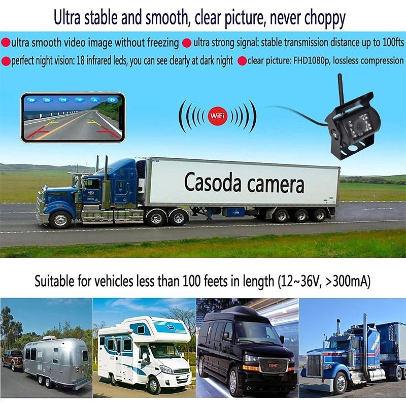 Car WIFI Night Vision Reversing Camera Backup Camera Bus Truck Reversing Camera for IPhone/Android2