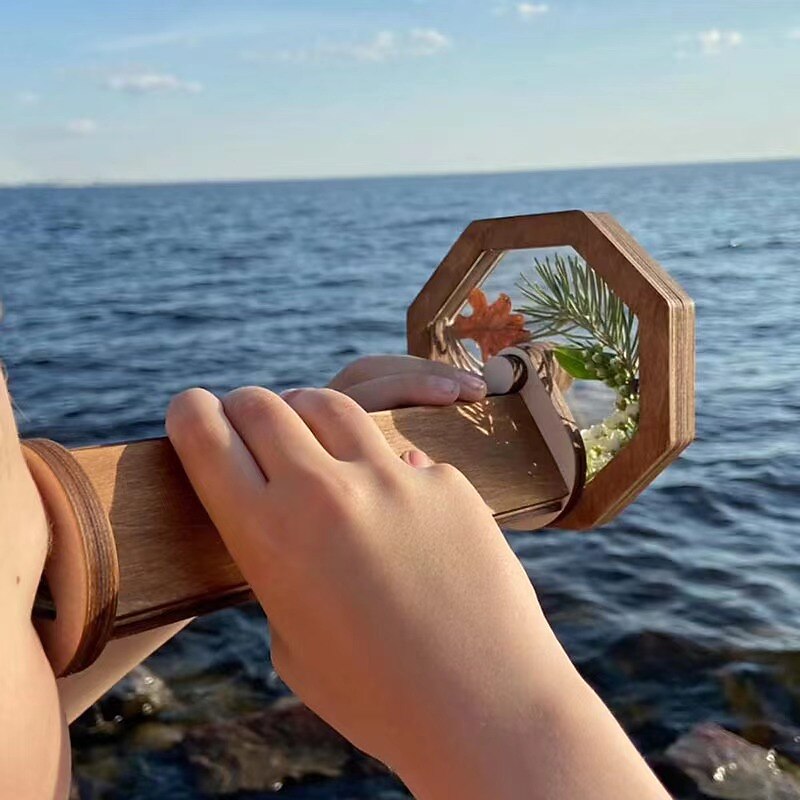 Wooden DIY Kaleidoscope Kit for Kid, Handmade Kaleidoscopes, Magic Rotating Tin Kaleidoscope Glasses Outdoor Educational Toys Eco-Friendly, for Nature Lovers Gift3