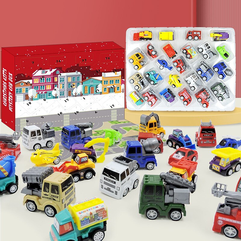 Christmas Countdown Calendar Blind Box 24PCS Military Fire Engineering Vehicle Excavator Christmas Gift2