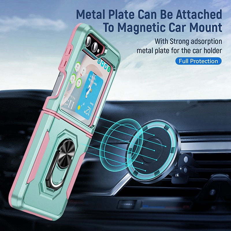 Phone Case For Samsung Galaxy Z Flip 6 Z Flip 5 Z Flip 4 Ring Holder Military Grade Protection Shockproof TPU PC3