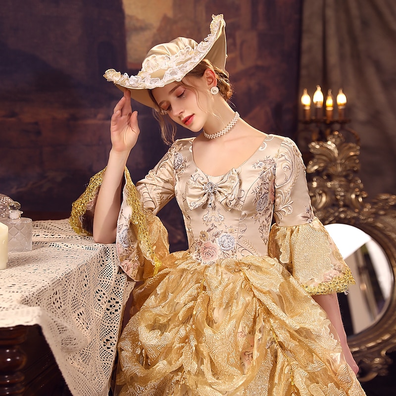 Gothic Victorian Vintage Inspired Dress Party Costume Prom Dress Princess Shakespeare Bridal Solid Color Ball Gown Fancy Dress Women's Royal Halloween Carnival Valentine's Day Wedding Party Evening4