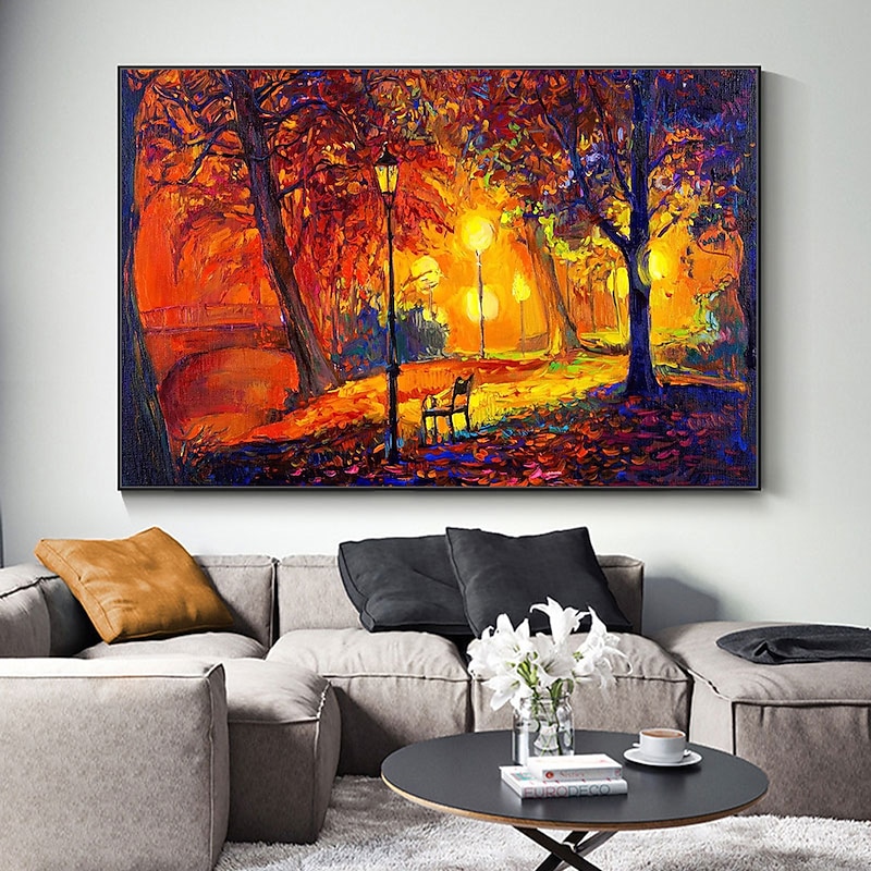 Mintura Handmade Abstract Tree Landscape Oil Paintings On Canvas Wall Art Decoration Modern Picture For Home Decor Rolled Frameless Unstretched Painting