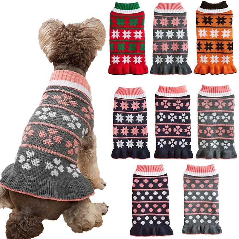 Dog Cat Sweater Jumper Fashion Cute Winter Warm Breathable Soft Washable Comfortable Outdoor Casual Daily Dog Clothing for Bichon Frise Pomeranian Baby Pet Papillon Small2