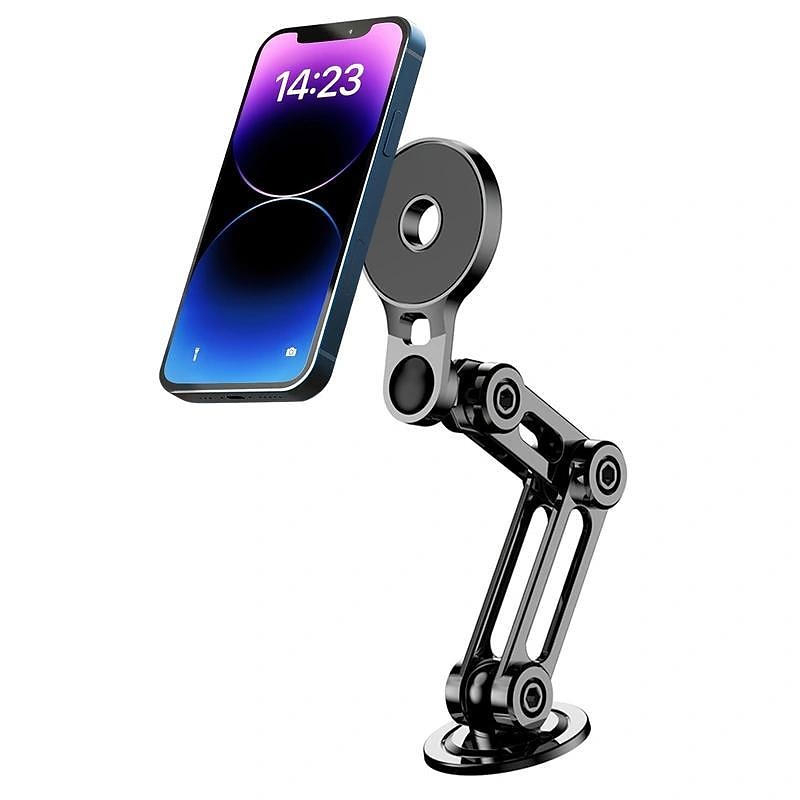 Folding Alloy Magnetic Car Mount 360 Rotating Adjustable Magnetic Car Phone Holder Universal Phone Stand For IPhone 15/14/13/12 Series & Magsafe Phone Case4