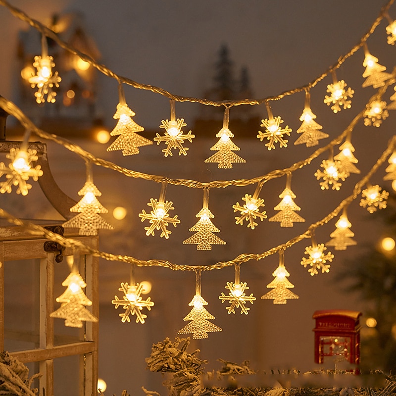 LED Christmas Elk Snowflake Fairy String Lights 6m 3m 1.5m Christmas Tree Star Lights New Year Christmas Party Holiday Home Garden Decoration Hanging Lights4