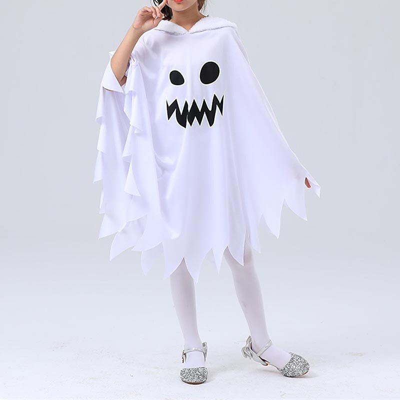 Kids Girls' Halloween Cape Cartoon Fashion Performance Coat Outerwear 3-12 Years Fall White4
