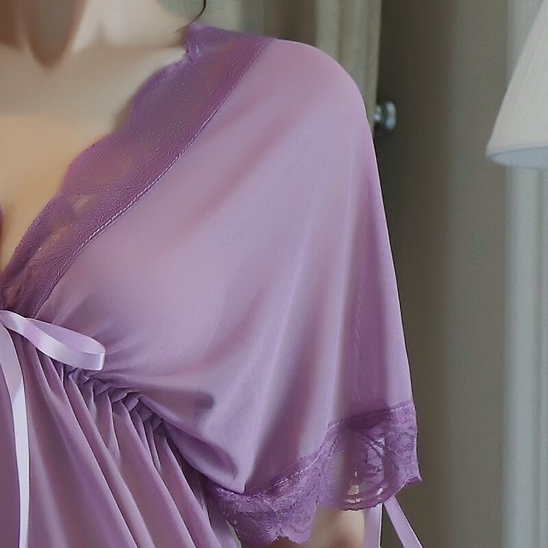 Women's Valentine White Night Dress Sexy Lingerie Lace Bodies Nightwear Solid Colored Comfort Home Bed Breathable Date Night Outfit4