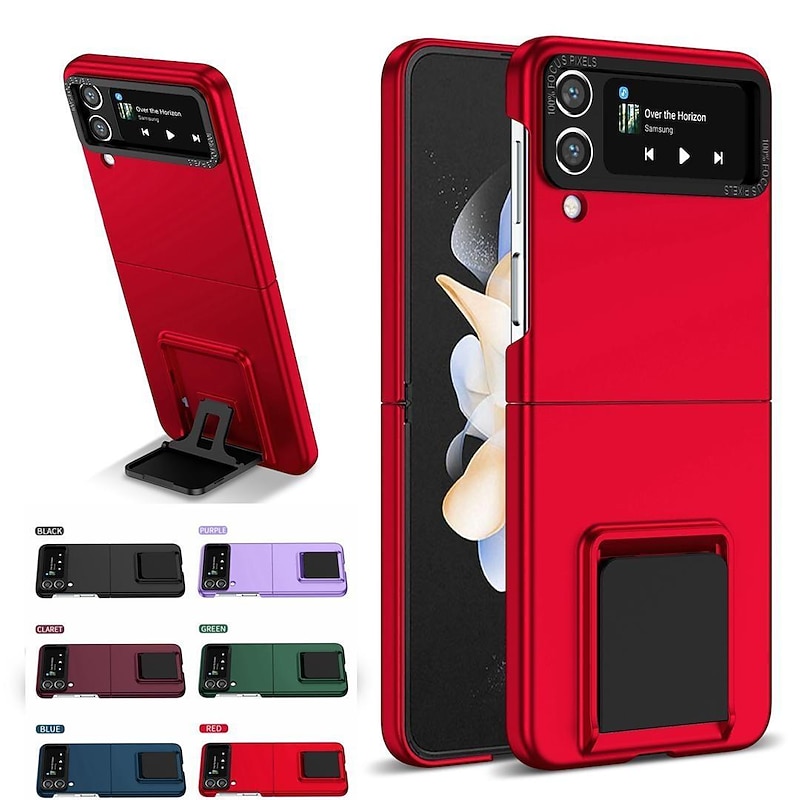 Phone Case For Samsung Galaxy Z Flip 7 Z Flip 6 Z Flip 5 Z Flip 4 Z Flip 3 Back Cover Kickstand Shockproof Retro PC
