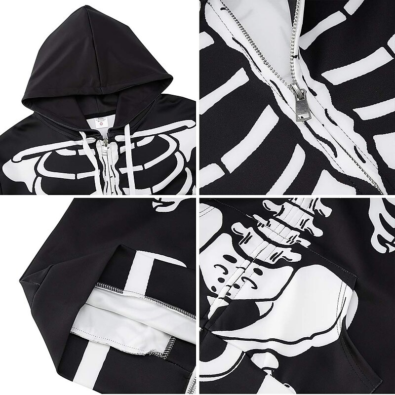 Halloween Skull Skeleton Outfits Hoodie Tracksuit Anime 3D Graphic For Couple's Men's Women's Adults' Halloween Carnival Masquerade 3D Print Casual Daily4
