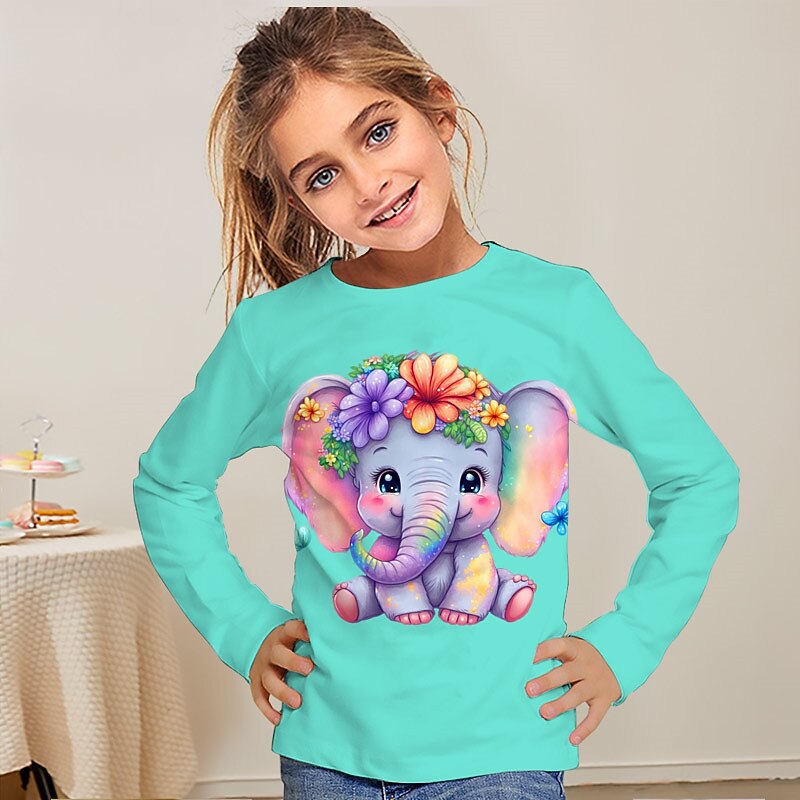 Girls' 3D Animal Dinosaur Letter T shirt Long Sleeve 3D Print Fall Winter Active Fashion Daily Kids 3-12 Years Outdoor Daily Regular Fit4