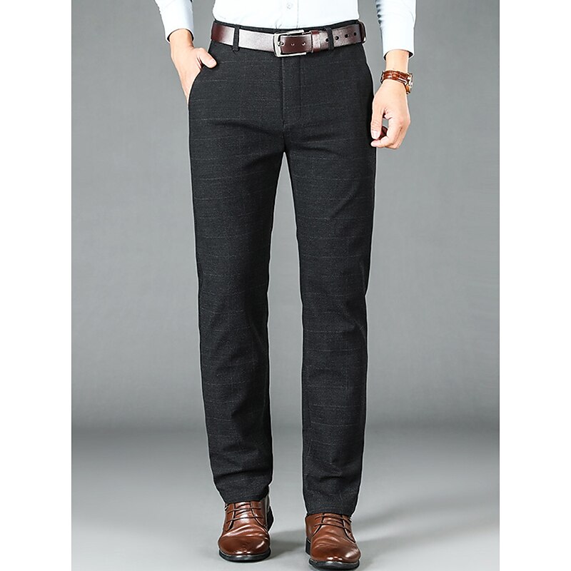Men's Dress Pants Trousers Suit Pants Pocket Plain Comfort Breathable Outdoor Daily Going out Fashion Casual Black Gray2