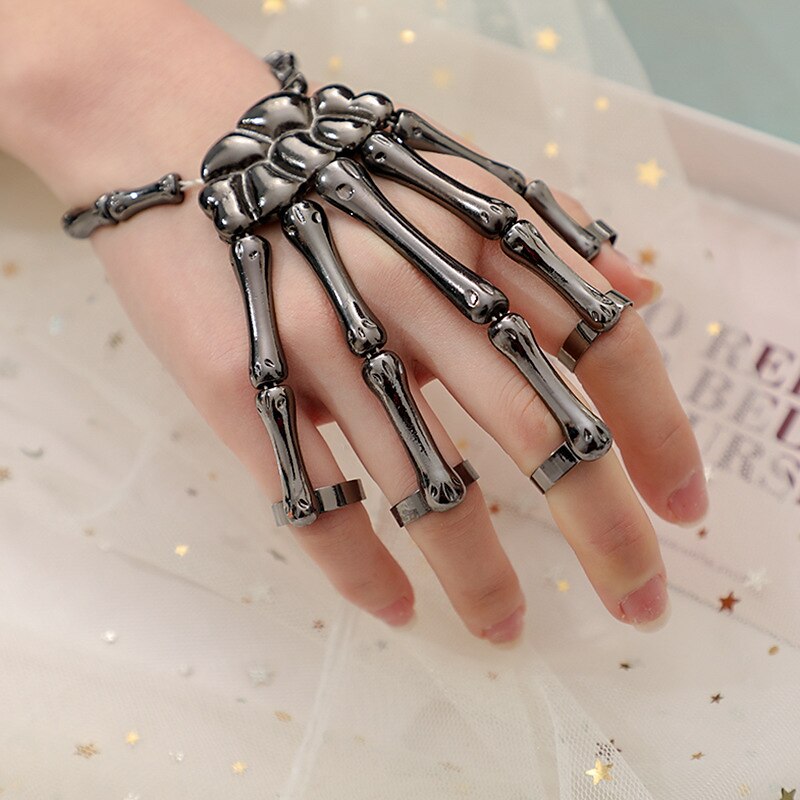 Skull Halloween Halloween Props Hand Bracelet with Ring Halloween Adults' Men's Women's Halloween Carnival Mardi Gras Easy Halloween Costumes Dress Up
