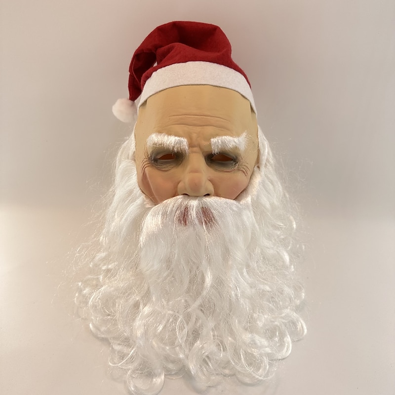 Santa Mask White beard curly Grandpa Santa latex masquerade prop2