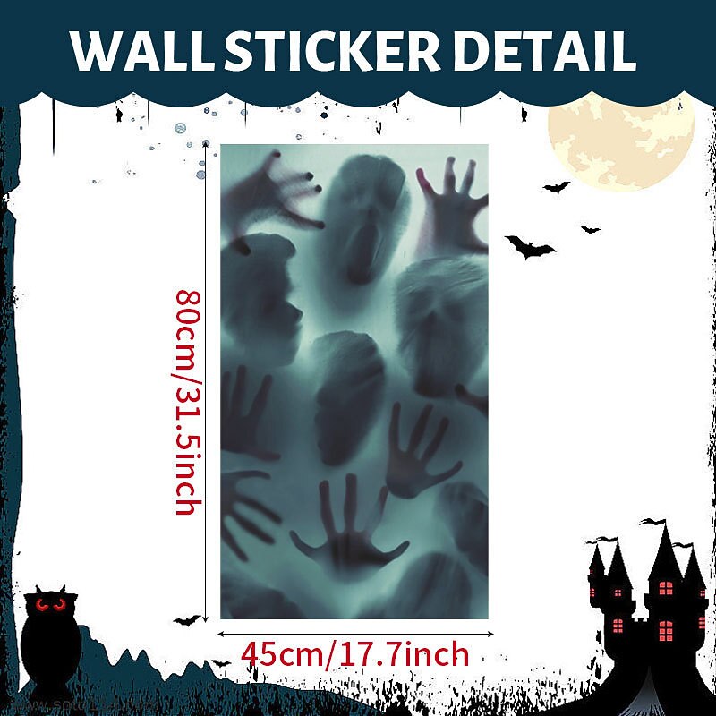 Horror Window Decoration Sticker,PVC Self-Adhesive Bloody Handprint Footprints Knife Stickers Glass Window Floor Decorative Clings Decals for Halloween Party3