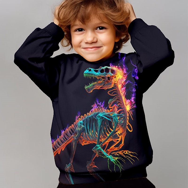 Boys 3D Animal Dinosaur Sweatshirt Pullover Long Sleeve 3D Print Fall Winter Fashion Streetwear Cool Kids 3-12 Years 4-12 Years Outdoor Casual Daily Regular Fit3