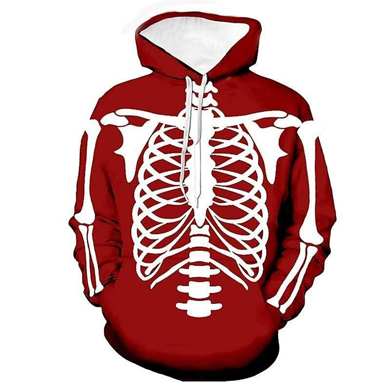 Halloween Skull Skeleton Hoodie Print 3D Front Pocket Graphic For Couple's Men's Women's Adults' Halloween Carnival Masquerade 3D Print Vacation Halloween2