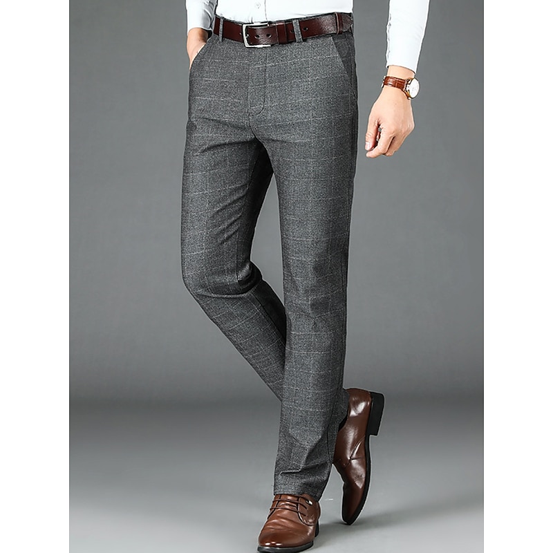 Men's Dress Pants Trousers Suit Pants Pocket Plain Comfort Breathable Outdoor Daily Going out Fashion Casual Black Gray4