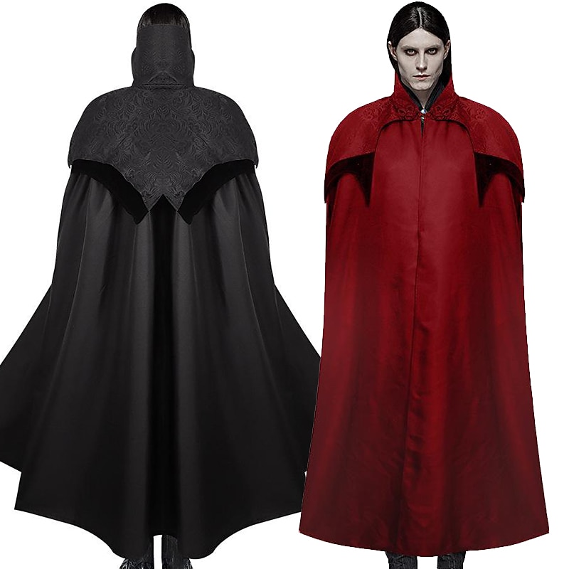Dracula Vampire Cloak Medieval Cape Stand Collar Bat Vintage Punk & Gothic Men's Women's Cosplay Costume Halloween Carnival Party