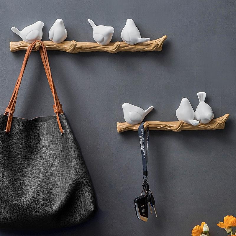 Doves Wall Hook Resin Bird Creative Door Key Wall Coat Hook Coat Rack Wall Decoration Hook Nordic Coat Hook Porch Hanger Decorative Hook