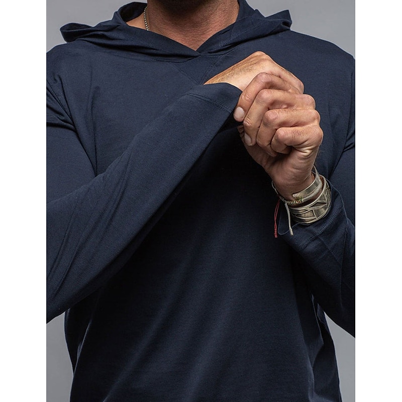 95% Cotton Men's T shirt Tee Top Plain Hooded Street Vacation Long Sleeve Clothing Apparel Polyester Fashion Designer Basic Tee4
