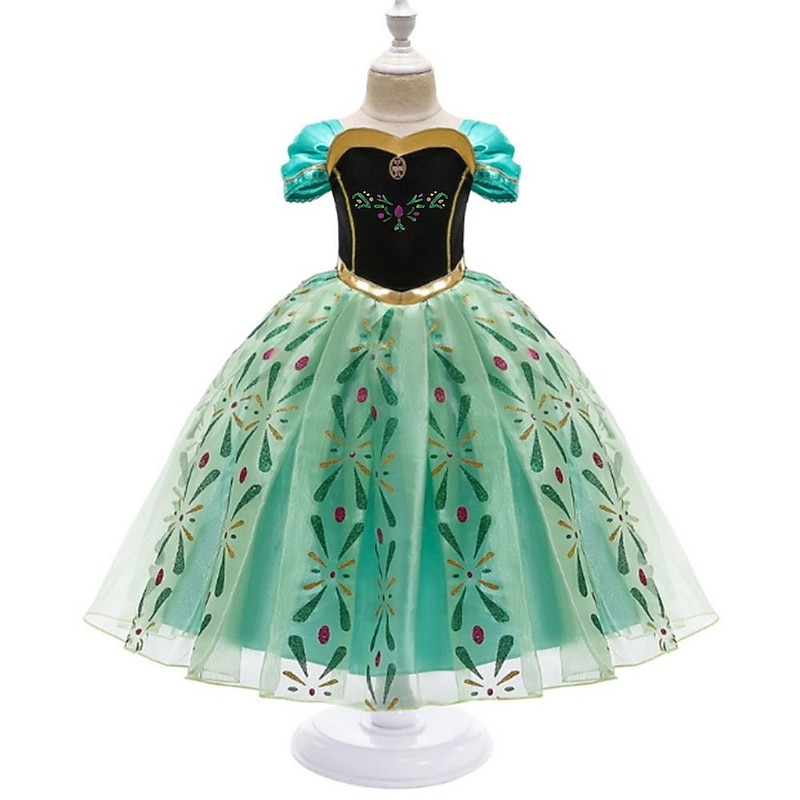 Kids Girls' Dress Graphic Geometric Flower Short Sleeve Elegant Sweet Tulle Dress Summer Spring Green B B49 SA30