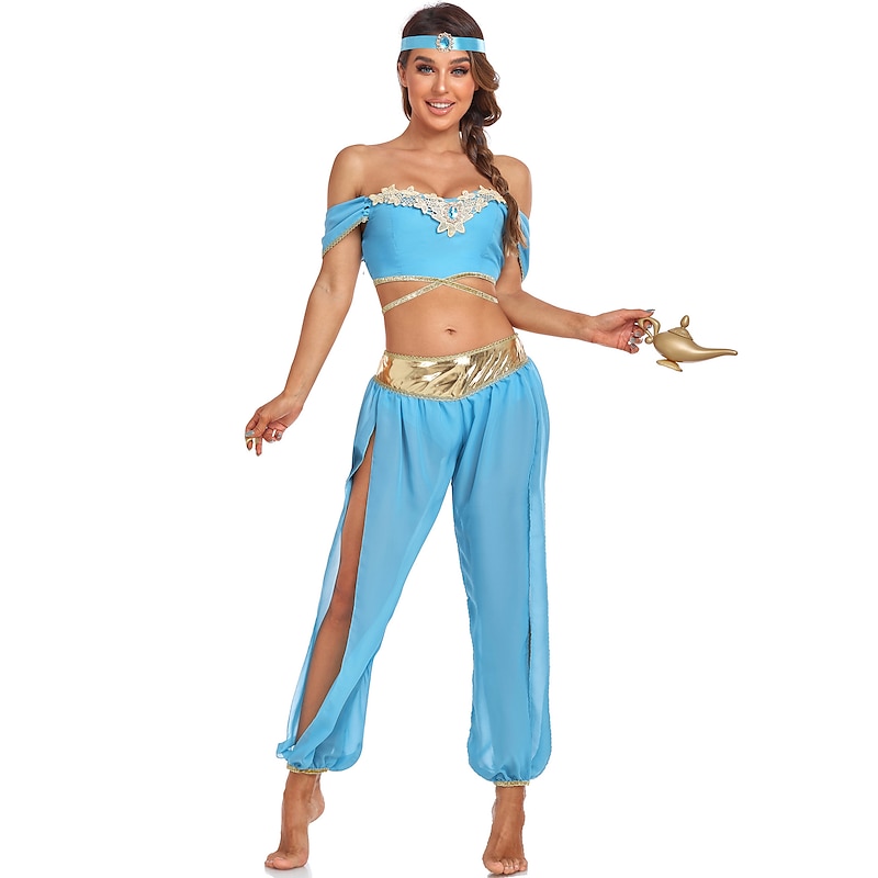 Princess Jasmine Halloween Cosplay Costume Belly Dance Costume Sexy Costume Adults' Women's Carnival Performance Party Easy Halloween Costumes Dress Up
