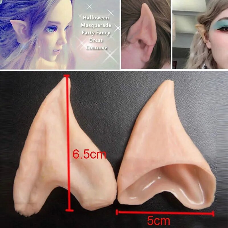 Halloween Elf Ears Cosplay Props, Latex Fairy Angel Dress Up False Ears, Half Elf Ears for Halloween Costume, Party Decoration Accessories3