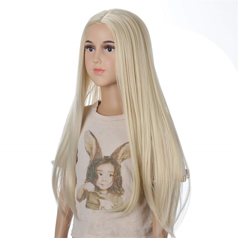 Kids Long Blonde Princess Wig - Kids Carnival Costume Accessories Blonde Wigs Synthetic Fancy Dress Play Wigs4