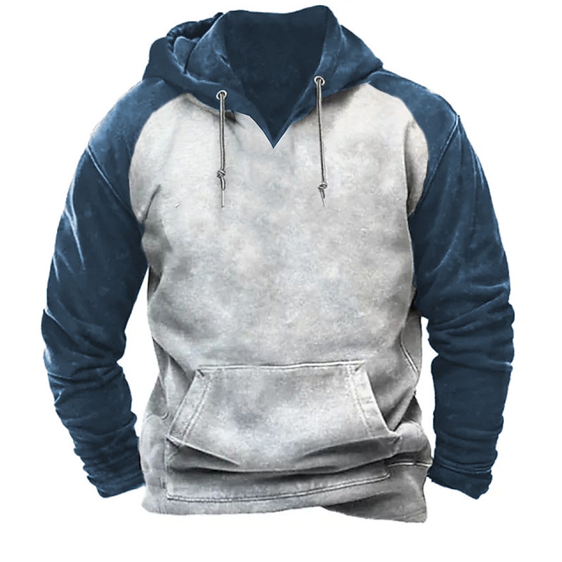 Men's Hoodie Navy Blue Green Gray Hooded Color Block Sports & Outdoor Daily Holiday Streetwear Cool Casual Spring &  Fall Clothing Apparel Hoodies Sweatshirts  Long Sleeve2