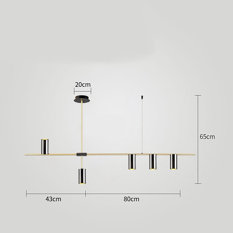 Kitchen Island Lights Contemporary Pendant Light Fixture 5 Heads Modern Industrial Linear Pendant Light for Living Room, Kitchen Island, Gold Finish and Black Shade, Bulb Included 110-240V4