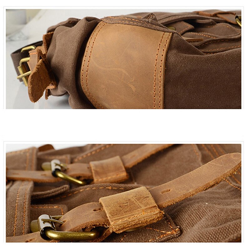 Men's Crossbody Bag Messenger Bag Crossbody Bag Canvas Cowhide Outdoor Going out Dark Gray ArmyGreen Charcoal black4