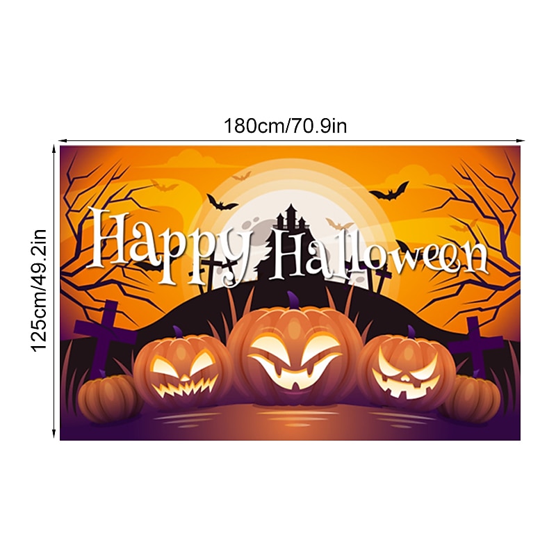 1pc Halloween backcloth Scary Pumpkin Castle backcloth Halloween holiday backcloth Wall decoration hanging cloth Party atmosphere toaster supplies4