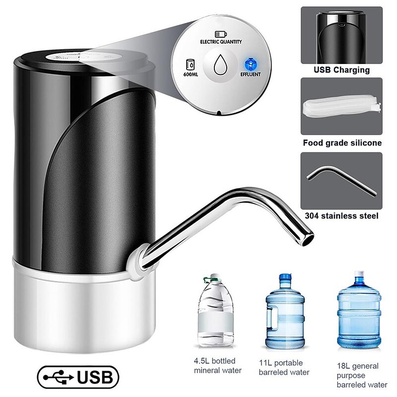 Electric Potable Water Dispenser, Electric Drinking Water Pump Automatic Portable Water Bottle Dispenser with USB Charger for 4.5-19 Liters2