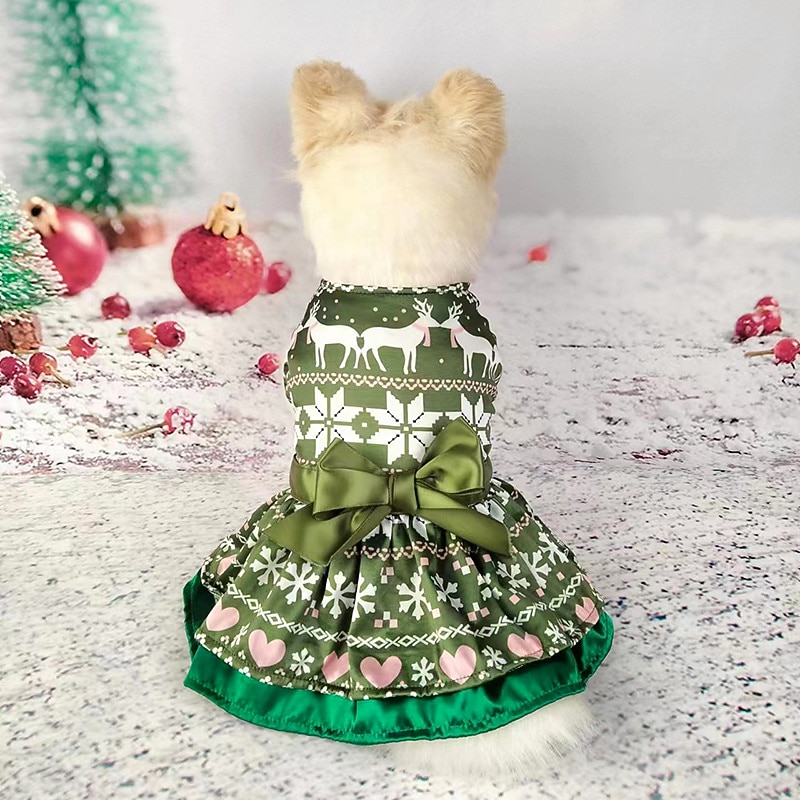 Dog Christmas dress Christmas pet skirt dog clothes Cross border holiday pet clothes Christmas one piece of hair3