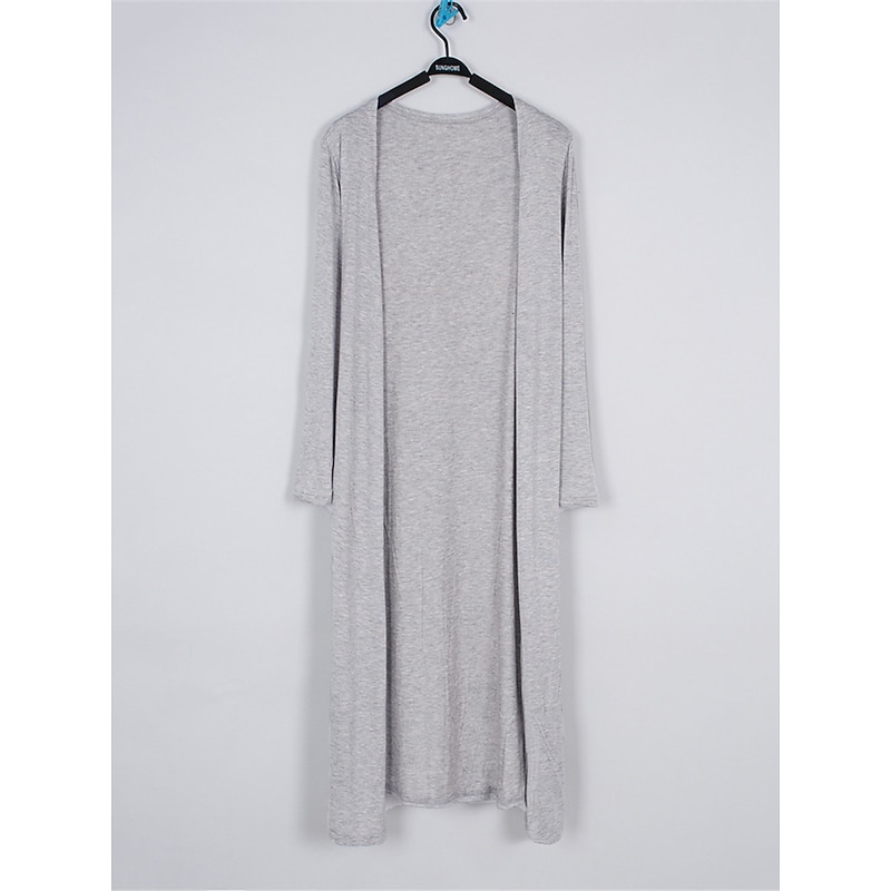 Women's Cardigan Sweater Stylish Casual Soft Solid Color Ribbed Open Front Oversized Long Sleeve Long Tops Knit Daily Going out Weekend Black White Summer Fall2