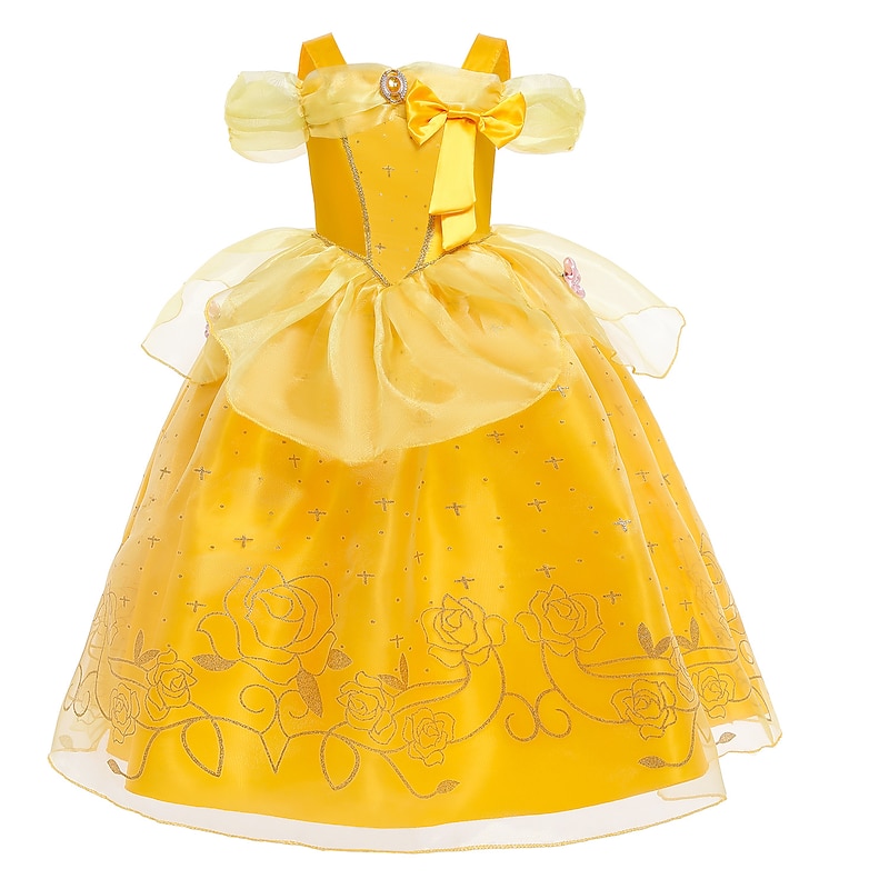 Sleeping Beauty Beauty and the Beast Princess Belle Dress Cloak Flower Girl Dress Cosplay Costume Party Movie Cosplay for Girls' Kid's Children's Day Masquerade Wedding Wedding Guest - Main Image