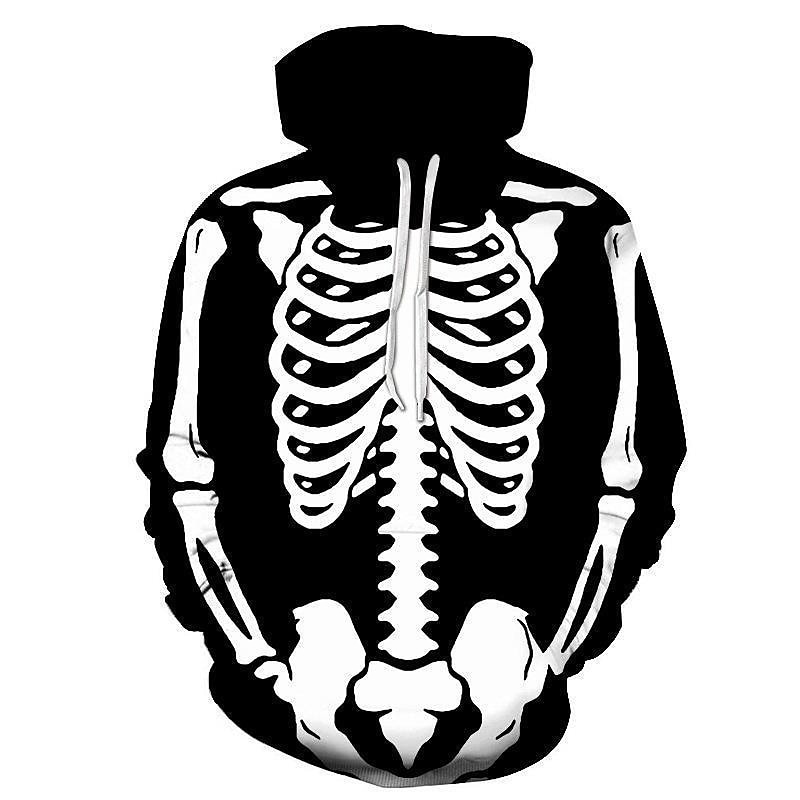 Halloween Skull Skeleton Hoodie Print 3D Front Pocket Graphic For Couple's Men's Women's Adults' Halloween Carnival Masquerade 3D Print Vacation Halloween