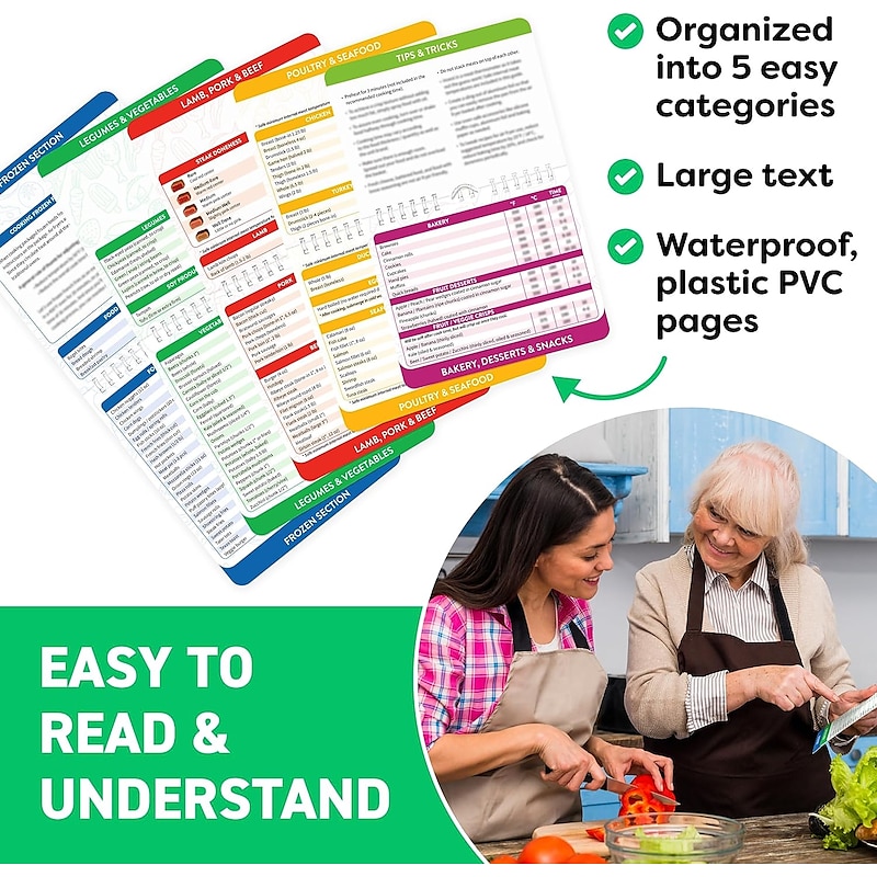 Air Fryer Cheat Sheet Magnets Cooking Guide Booklet - Cooking Times Chart - Cookbooks Instant Air Fryer Accessories Oven Cooking Pot Temp Guide Kitchen Conversion3