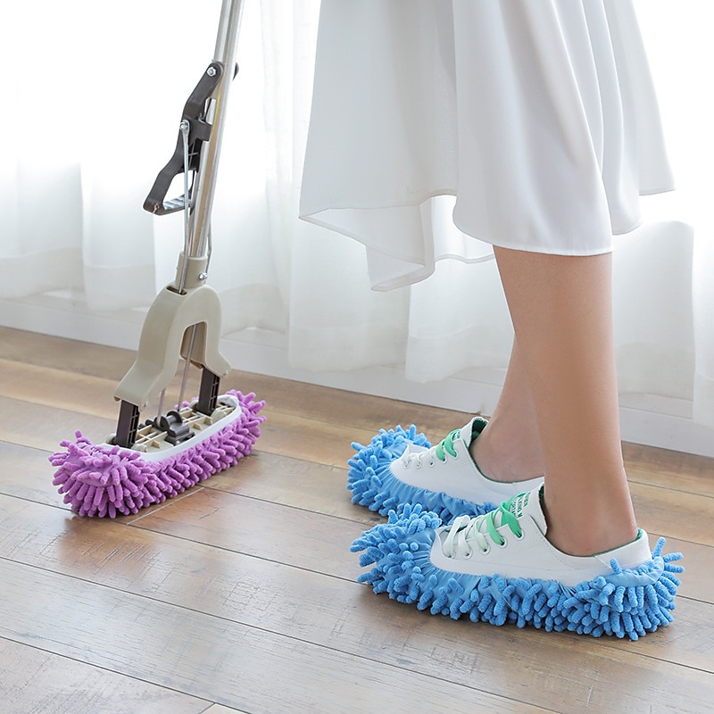 2pcs Chenille Mop Shoe Cover Lazy Man Shoe Cover Floor Mop Shoe Cover Mop Head Cover 2PC2