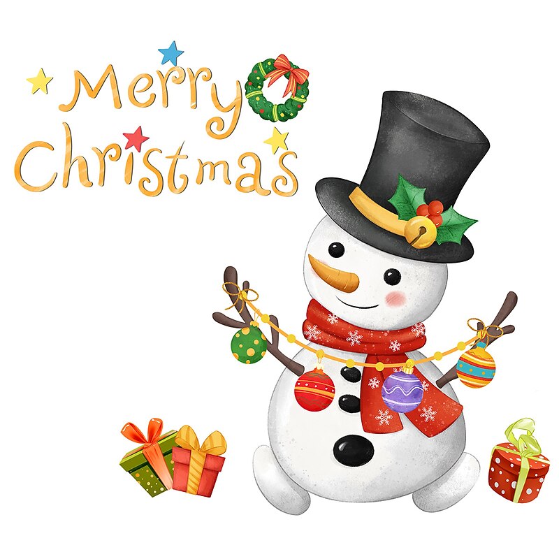 Christmas Snowman Sticker Toilet Sticker Background Wall Toilet Decoration Wall Decal4
