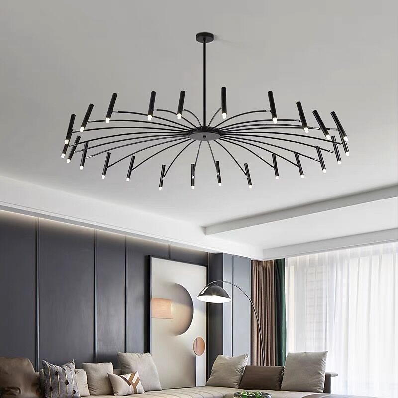Sputnik Chandelier Metal  Chandelier 3 Color Light 12/15/18/24 Head Chandelier in Black for Bedroom,Living Room,Dining Room 85-265V2