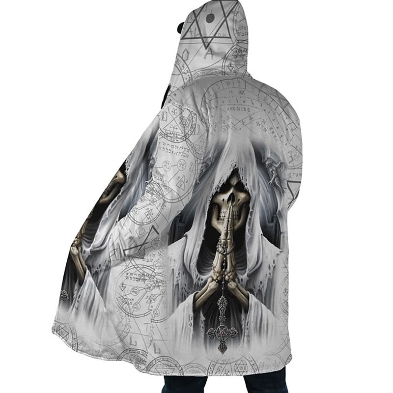 Men's Skull Winter Coat Fleece Jacket Coat Comfortable Warm Breathable Fashion Streetwear Casual Daily Sports & Outdoor Daily Wear Going out Zipper Pocket Print Fall & Winter Hoodie Long Sleeve Black2