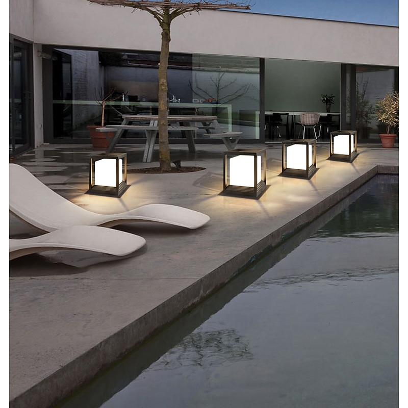 Outdoor Post Light IP65 Waterproof Lamp Post Light Fixture Black Aluminum 20cm Exterior Post Lamp for Driveway Backyard Patio Garden3