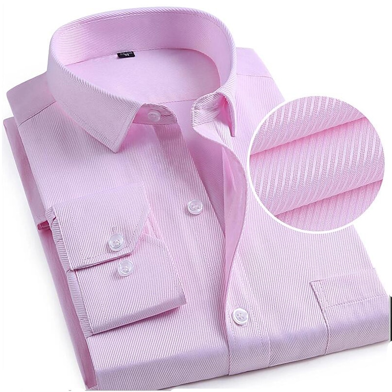 Men's  Dress Shirt Solid Color Square Neck Light Pink Green Purple Navy Blue Light Blue Casual Daily Long Sleeve collared shirts Clothing Apparel Designer / Regular Fit / Work2